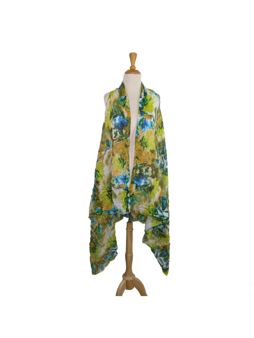 Dress Addict OS S M L Blue Multi Vest Top Crinkle Art To Wear Festi Lagenlook